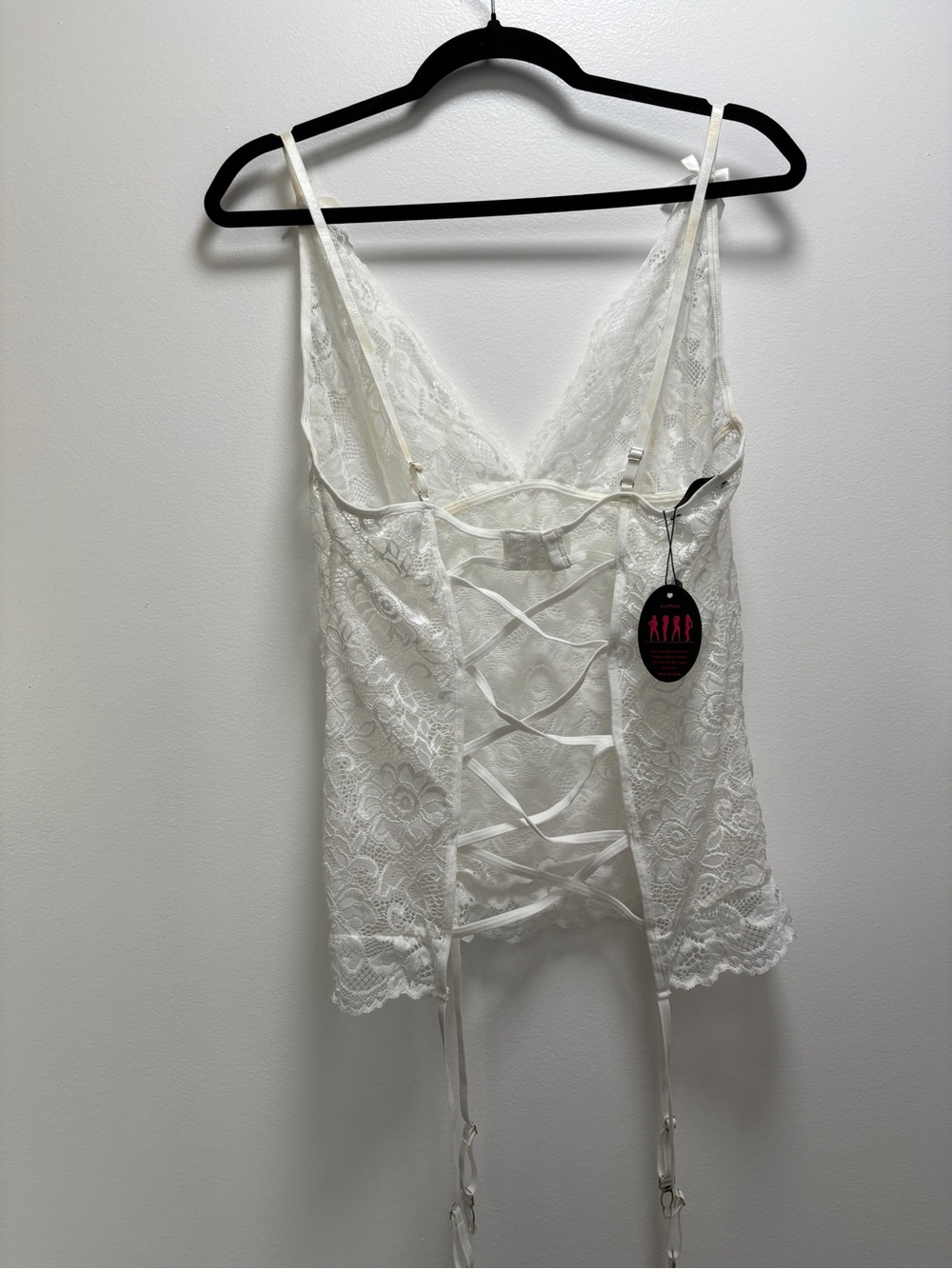 Lace Chemise with Garter Straps - White Quiet Luxury Intimate